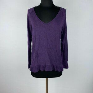 Victoria's Secret Knit Top Womens S Purple Kangaroo Front Pocket Long Sleeves